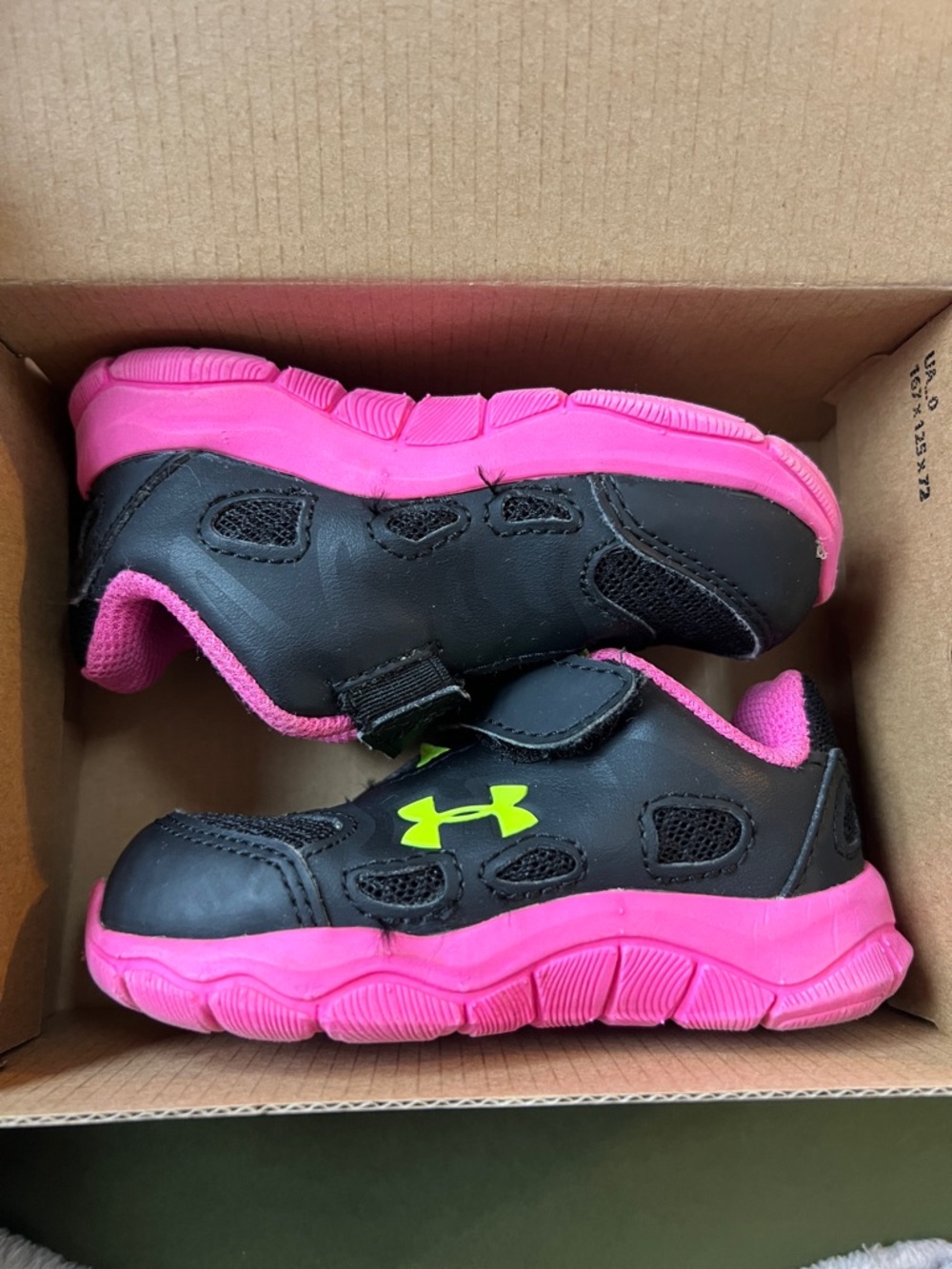 Under Armour Kids Black and Pink Sneakers - size 5K baby